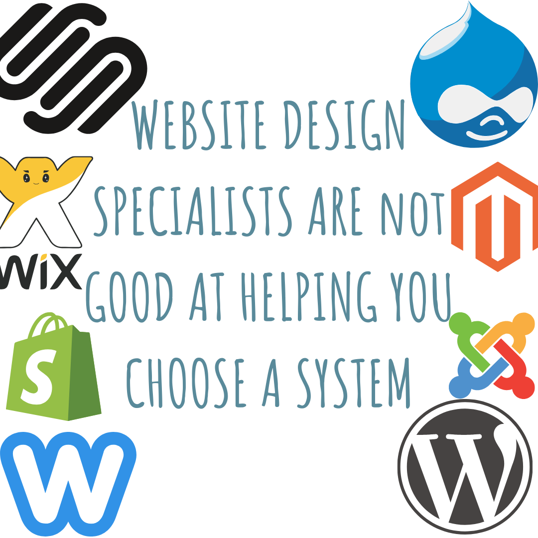 Website design specialists are not good at helping you choose a system - Write in Danderyd